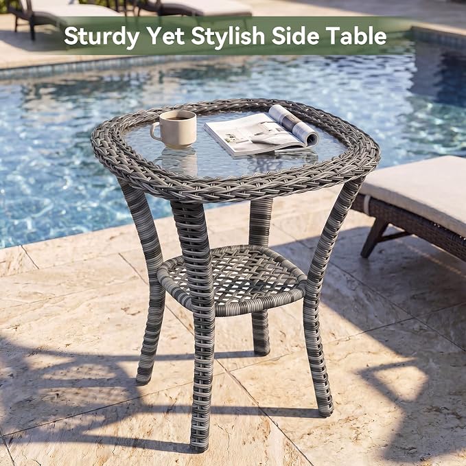 Aoxun 10-Piece Patio Furniture Set with 44” Fire Pit Table, Widen Armrests Wicker Rattan Outdoor Sectional Sofa with Swivel Chairs, Outdoor Patio Furniture Set with Thick Cushions & Ottoman, Blue