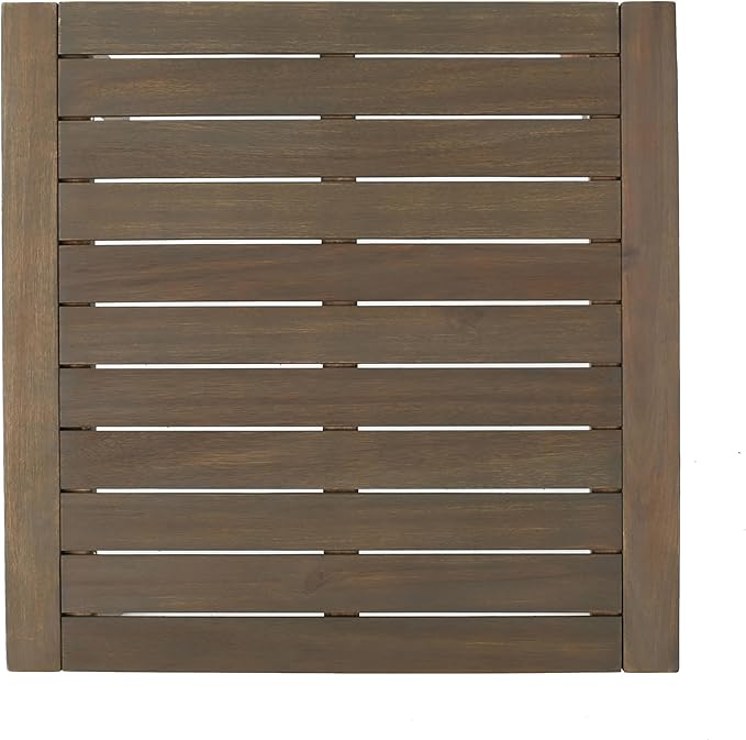 Christopher Knight Home Leah Outdoor Acacia Wood Chat Set with Water Resistant Cushions, 3-Pcs Set, Grey Finish / Grey