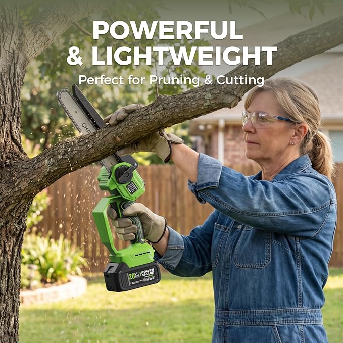 2-in-1 Cordless Pole Saw & Mini Chainsaw 20V 3.0Ah*2 8-Inch 15FT Reach Electric Tree Trimmer Battery Powered Chainsaw with Extension Pole for Tree Trimming Branch Cutting Pruning