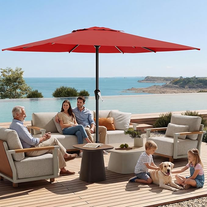 AreShark 8' x 10' Rectangle Patio Umbrellas for Outdoor, Outdoor Table Umbrella, Large Outdoor Patio Umbrellas with 8 Sturdy Ribs for Pool, Garden, Market (Red)