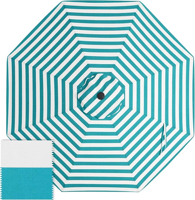 ABCCANOPY OLEFIN® 5-Year Non Fading 9FT Patio Umbrella Replacement Canopy Only (Turquoise Stripe)
