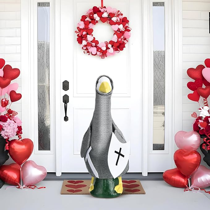 Porch Goose Outfit Cute Knight Goose Dress Clothes with Shield and Cross Costume for 23" Gooses Statue Decoration Patio Yard Garden Lawn Outdoor, Wedding Decors