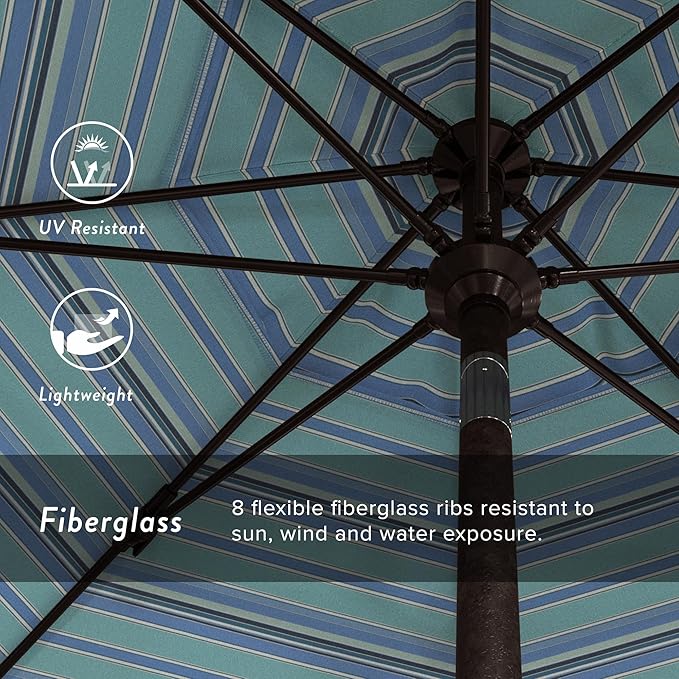 California Umbrella 7.5' Round Crank Lift, Collar Tilt, Aluminum Pole, Fiberglass Rib Patio Umbrella, Bronze Finish