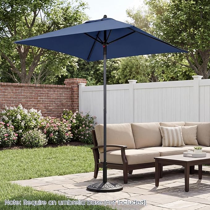 Tangkula 5 FT Patio Umbrella, Outdoor Table Market Umbrella with Quick-Release Button, 4 Sturdy Ribs, Fade Resistant & Waterproof Canopy, Sun-protective, for Garden, Poolside, Backyard (Navy)