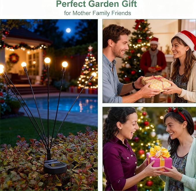 Solar Garden Lights, 2 Pack Solar Lights for Outside, Solar Lights Outdoor Waterproof, Solar Swaying Lights in Wind, Firefly Lights for Garden, Landscape, Pathway, Yard, Patio, Outdoor Decorations