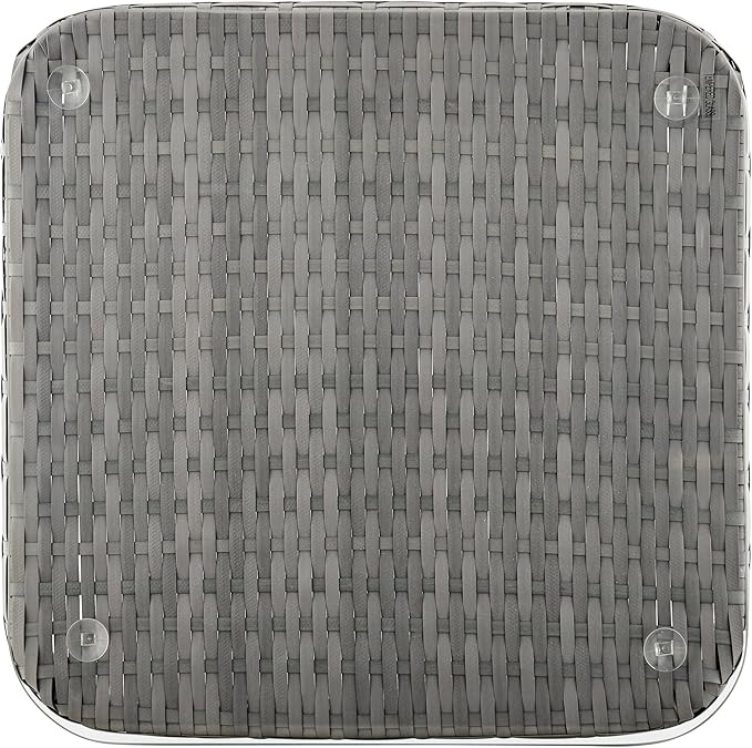 Manhattan Comfort Cannes 3-Piece Patio Conversation Set, Outdoor Furniture | Includes Modern Cushioned Rope Wicker Chairs & End Table, Removable & Washable Cushions, Tempered Glass Tabletop, Cream