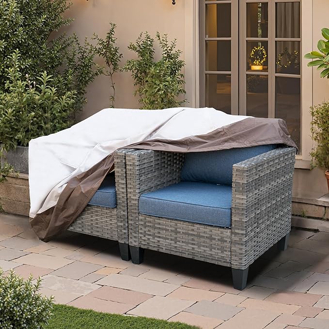 OVIOS Patio Furniture Set Cover Outdoor Sectional Sofa Couch Chair Ottoman Waterproof Covers General Purpose, 59" L x 31" W x 29" H, Beige-Brown