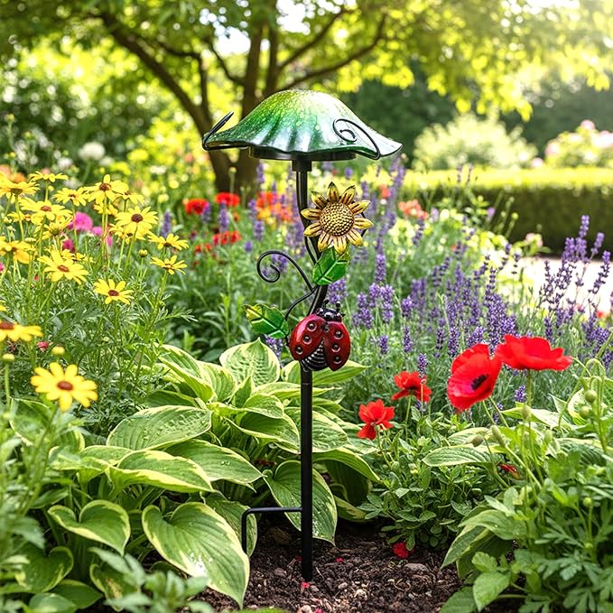 Solar Outdoor Lights Decorative Solar Glass Mushroom Lights Waterproof LED Green Garden Stake Light for Walkway Pathway Lawn Patio Yard Decorations.