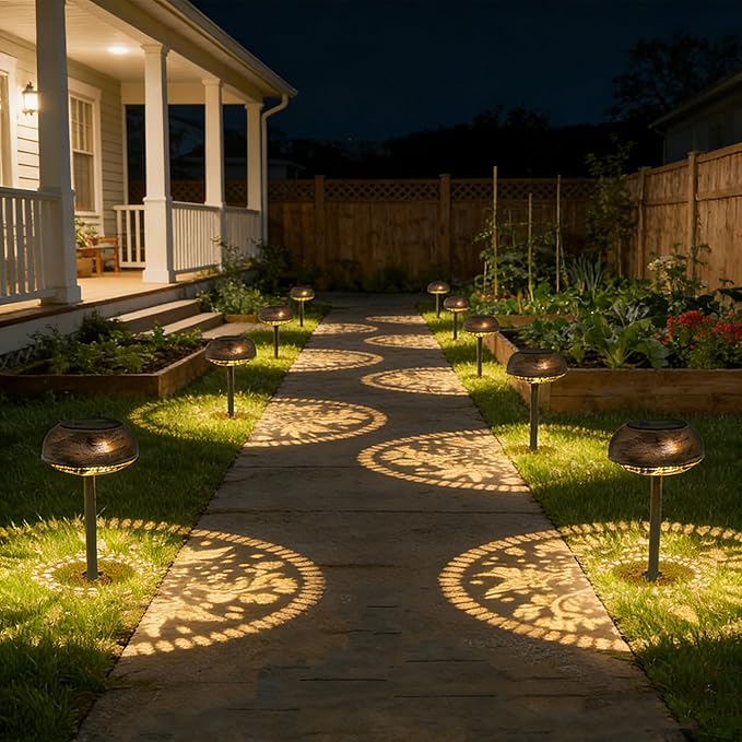 2 Pack Solar Pathway Lights Outdoor, LED Warm White Solar Garden Lights for Garden, Yard, Path, Lawn, Driveway Walkway Decor & Landscape Lighting