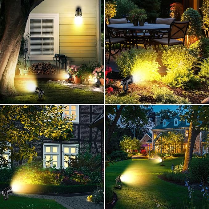 7W Low Voltage Landscape Lighting with Connectors AC/DC 12-24V IP67 Waterproof 3000K Warm White Outdoor Spotlights for Yard Pathway Garden Trees (6 Pack)