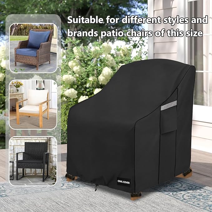 Outdoor Chair Covers 37" W x 40" D x 36" H,600D Heavy Duty Waterproof Patio Chair Cover,Outdoor Furniture Covers for Lawn/Garden Chiar,Black