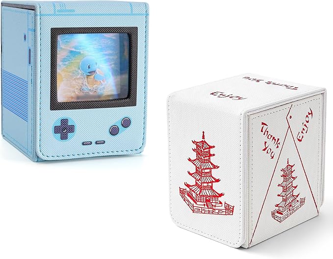 Venssu Blue Retro Gaming Console Appearance Deck Box and Chinese Takeout Deck Box Bundle
