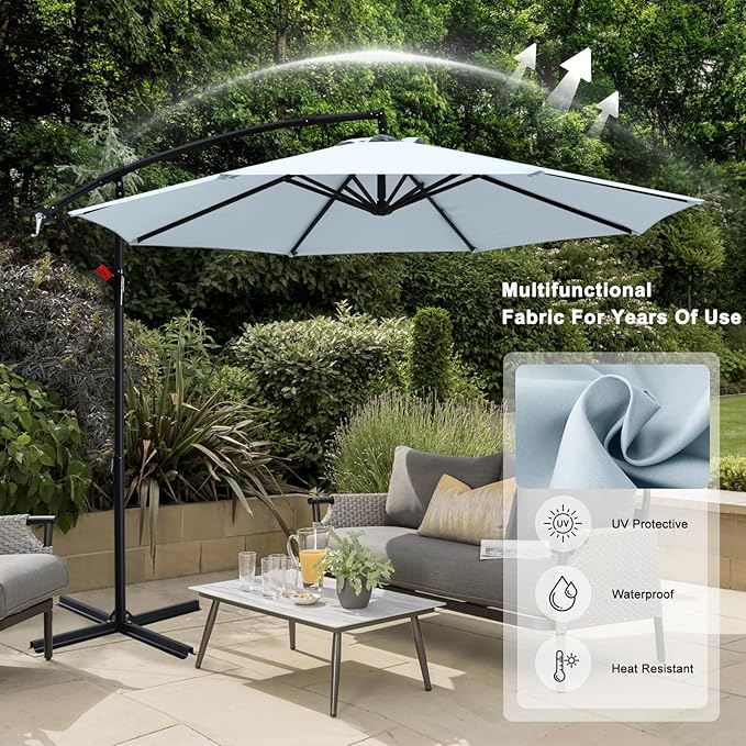 ABCCANOPY 10FT Cantilever Patio Umbrellas, Light Gray