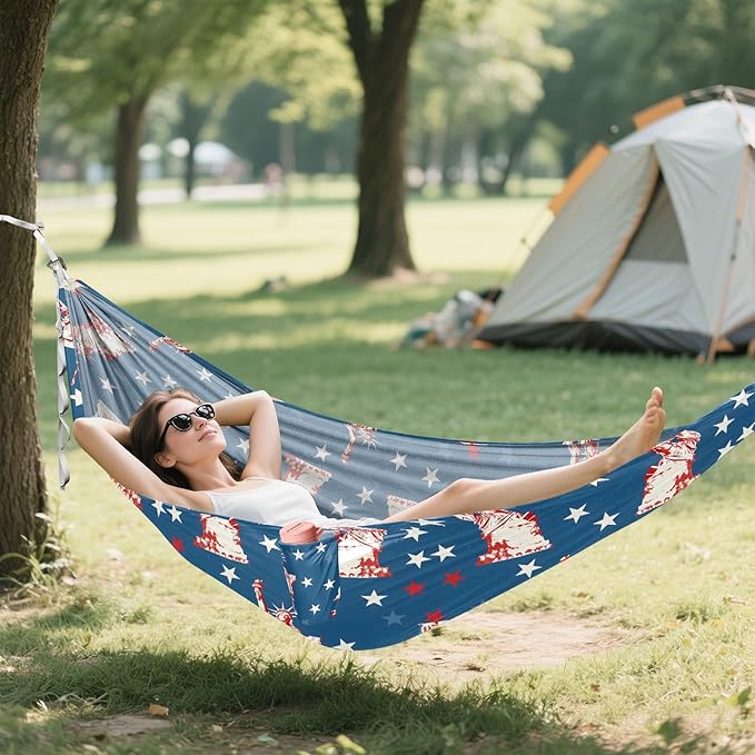 Camping Hammock Outdoor Hammocks for Outside The Statue of Liberty 2 Beach Trees Portable Lightweight with Pockets Tree Straps Indoor Small