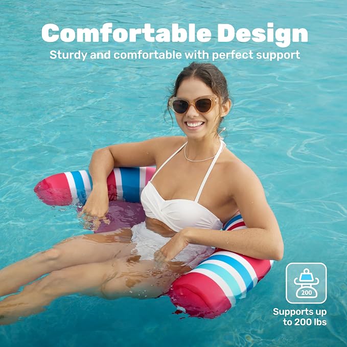 SLOOSH Inflatable Pool Noodle Chair, 3 Packs Pool Floats Noodle Sling Floatie, Swimming Party Floating Chair for Adult Party Summer Water Fun