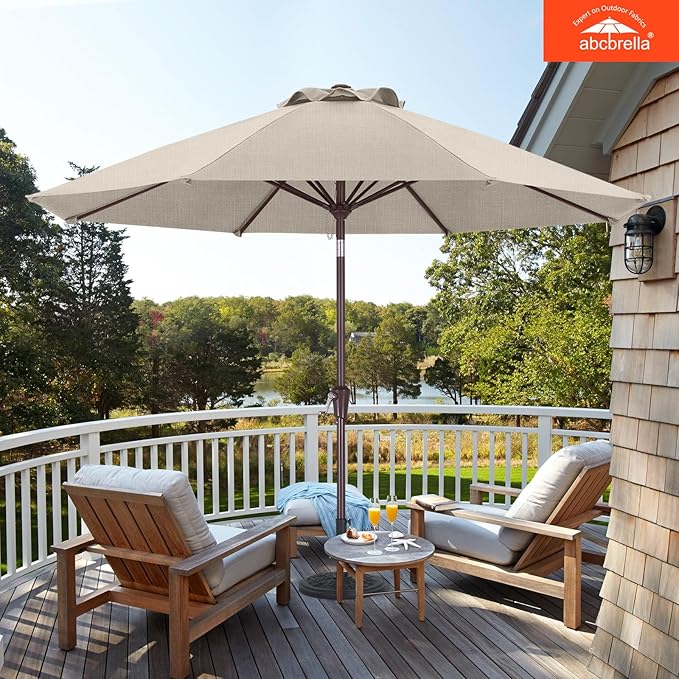 ABCCANOPY OLEFIN® 5-Year No Fading 9FT Patio Umbrella, Outdoor Table Umbrella with 8 Sturdy Ribs for Deck, Backyard, Yard (Beige)