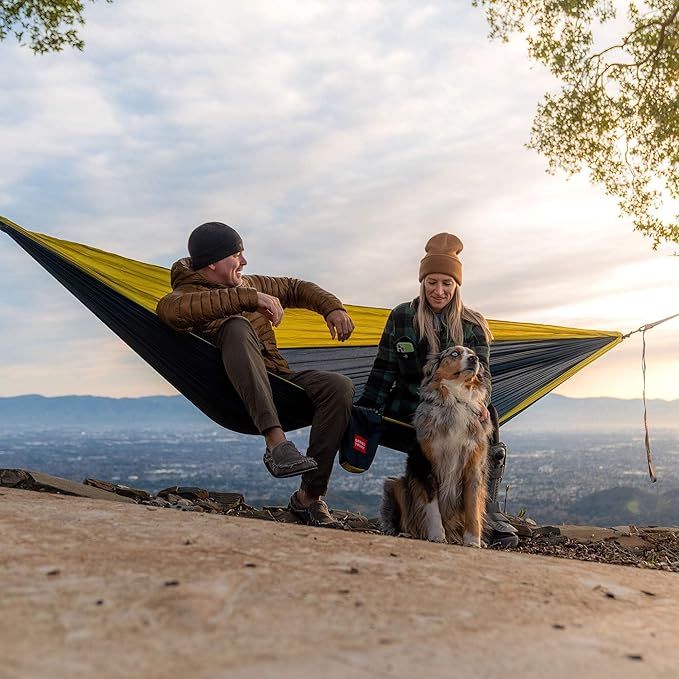 Grand Trunk Double Deluxe Hammock | Ultra-Strong & Lightweight | 11 ft Hammock with Ripstop Nylon | 500 lb Capacity | Fast-Drying & Weather-Resistant | Olive Green/Khaki