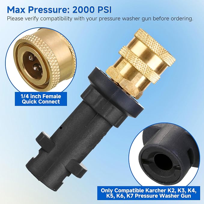 M MINGLE Pressure Washer Gun Adapter with 5 Spray Nozzles, to 1/4'' Quick Connect Fitting