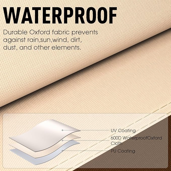 Patio Furniture Covers, Outdoor Furniture Cover Waterproof, General Purpose, Outside Table and Chair Covers, Heavy Duty 600D (128 Inch L x 82 Inch W x 28 Inch H)-Brown