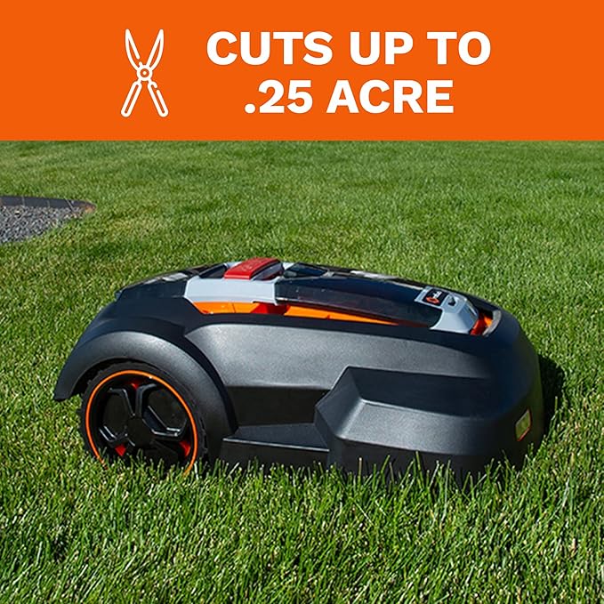 Robot Lawn Mower, Mows Up to 1/4 Acre, Updated 2026 Programming, Adjustable Cutting Height, Self Installation Kit Included, 50% Slope, Low Noise (65dBA) and Rain Sensor