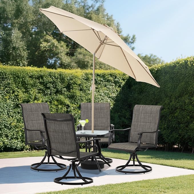 BPS 9FT Outdoor Patio Umbrella, Outdoor Market Table Umbrella with 8 Sturdy Ribs, Push Button Tilt and Crank for Garden, Deck, Backyard, Poolside