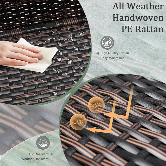 Patio Rattan End Table Square Container Outdoor PE Wicker Side Table with Storage for Furniture Covers Toys and Gardening Tools,Brown