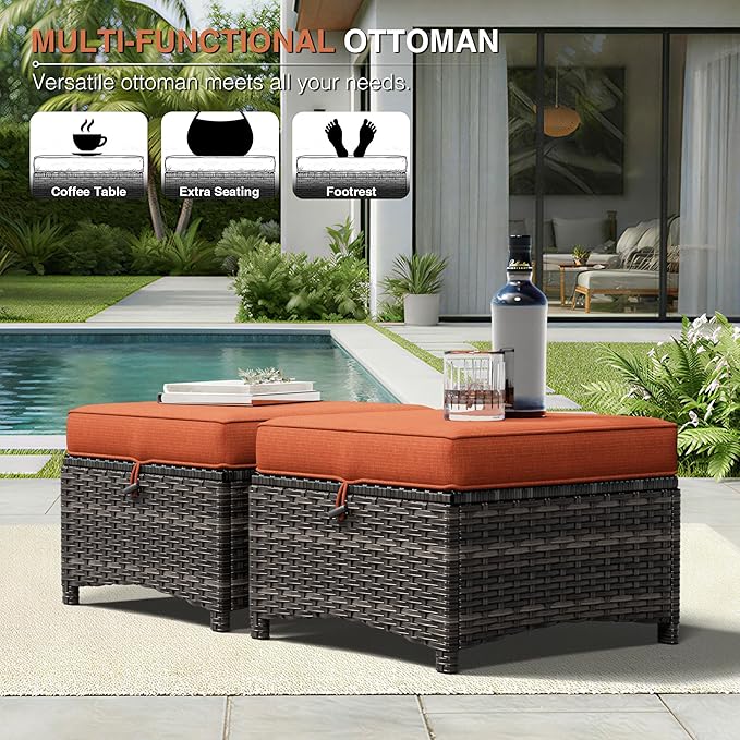 Joyside 8 Piece Wicker Patio Furniture Set, Rattan Patio Chairs with High Back, Deep Seating, Wide Armrest, Thickened Cushions, Outdoor Furniture for Deck, Porch Use