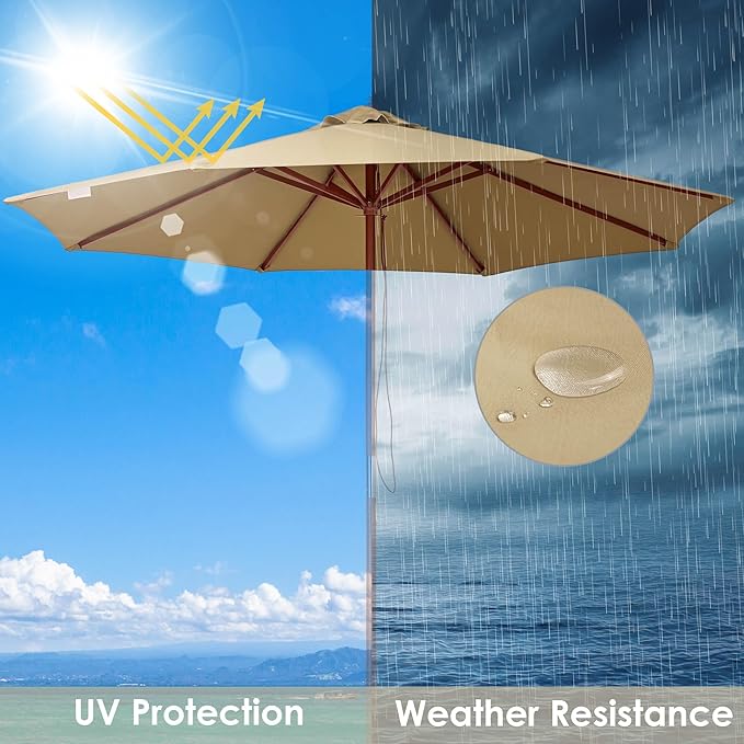 Yescom Patio Umbrella Replacement Outdoor Canopy Beach Backyard Market Table Top Cover