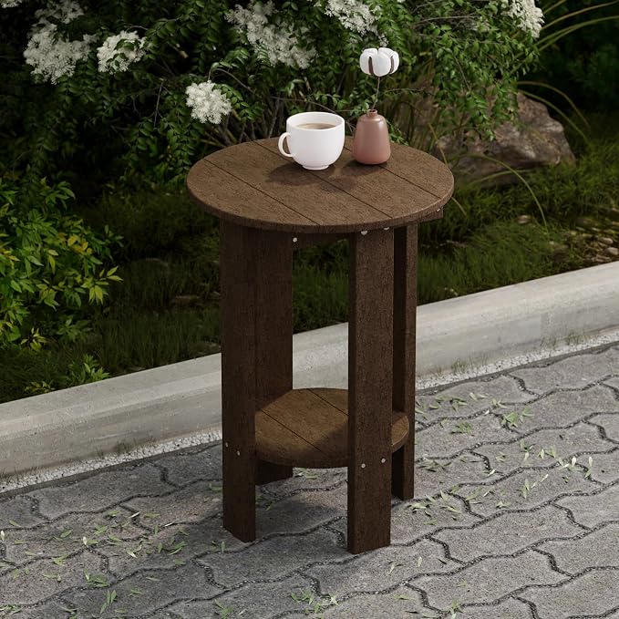 Wildridge Heritage Balcony Table, Tudor Brown - Outdoor Weather Resistant Recycled Plastic Furniture for Patio