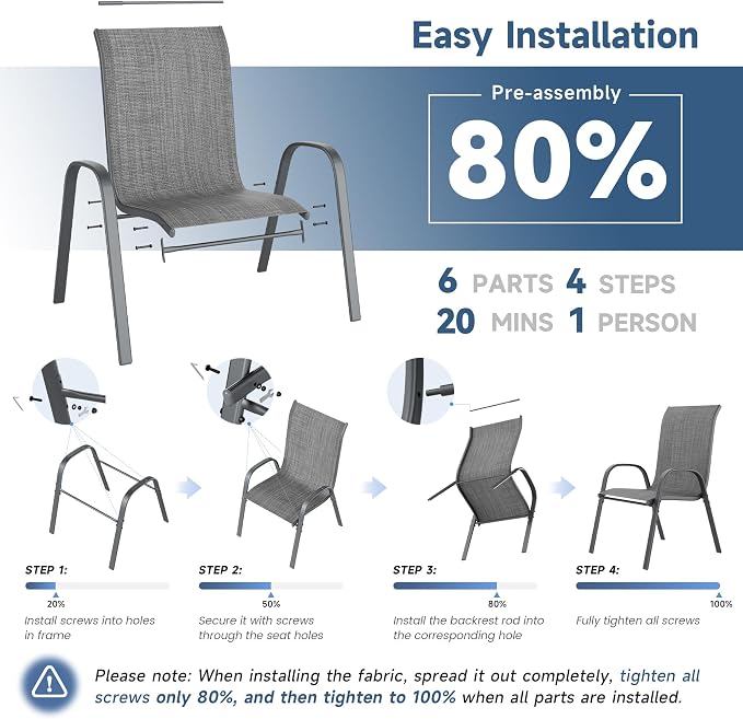 Amopatio 5 Pieces Patio Dining Set for 4, Outdoor Table and Chairs, 4 All Weather Stackable Patio Chairs, 39" Patio Spliced Round Table with Umbrella Hole, for Deck, Backyard, Garden, Gray