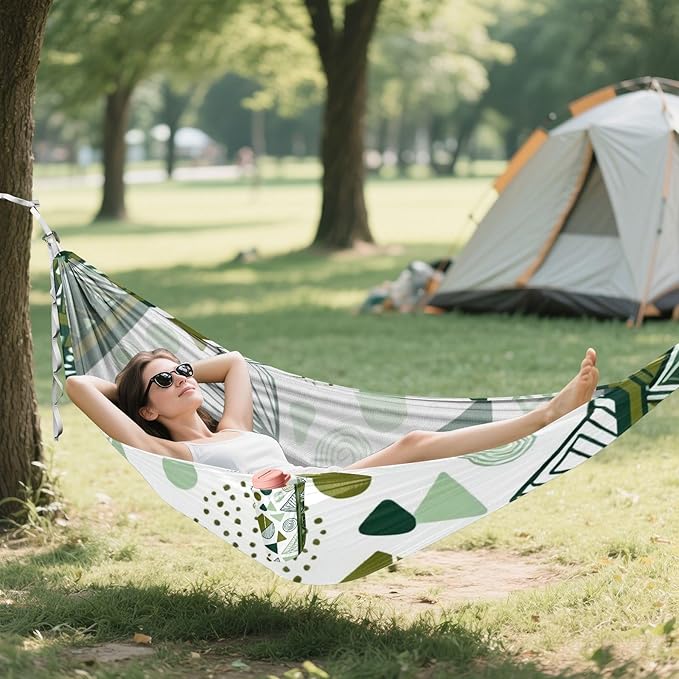 Geometric Frame Outdoor Hammock with Tree Straps for Outside Beach Patio Garden
