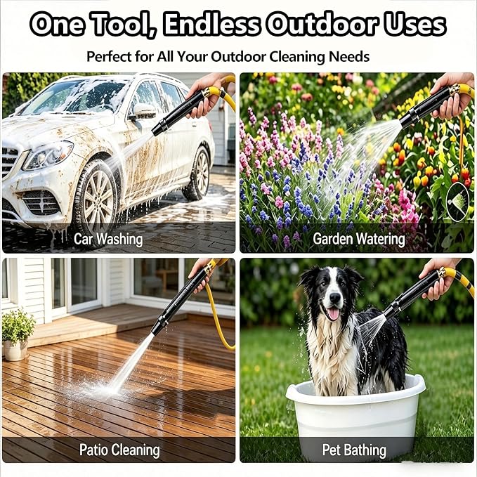 Car Washing Water Gun Set, 2026 Upgraded High Pressure Hose Nozzle, Powerful High-Pressure Water Gun for Car Cleaning, Home High Pressure Car Wash Water Gun, Plant and Vegetable Watering (1pcs)