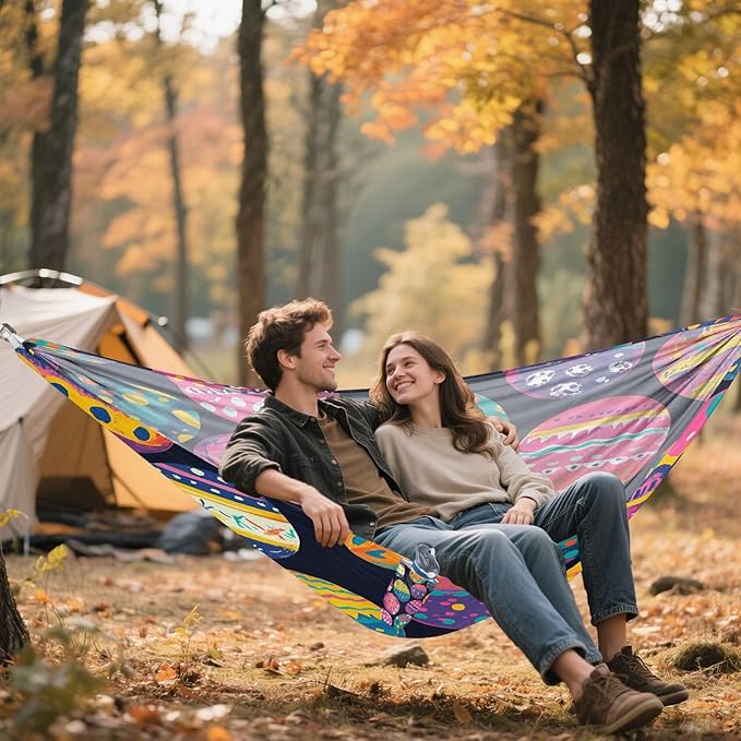 Hammocks for Outside Easter Eggs Camping Hammock Portable Hammocks with Tree Straps and Carry Bag Camping Accessories for Hiking Beach Outdoor