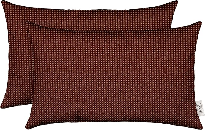 RSH DECOR: Designer Select Jumbo Lumbar Pillows Set of 2 | 26" x 16" | Water and Fade-Resistant Performance Fabric | Indoor Outdoor Accent Pillows | Made in USA (Kieran Spice Burgundy)