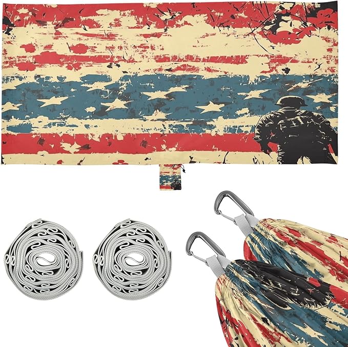 National Vietnam War Veterans Day Flowers Soldier Outdoor Hammock with Tree Straps Tree Hammock for Outside Beach Patio Garden