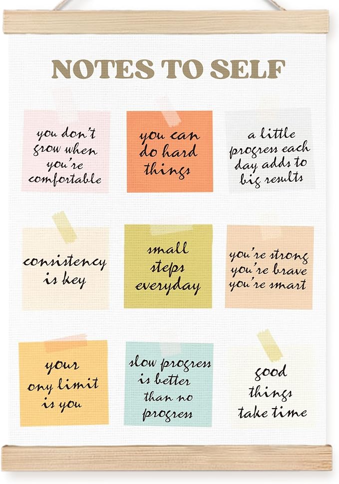 FDHSPAAM Notes to Self Mental Health Poster Wall Art Decor, Therapy Office Decor, Inspirational Self Love Psychology Wall Art Posters for Therapy Counselor Office, 12x16 Inch
