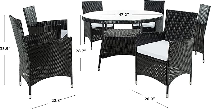 SAFAVIEH Outdoor Collection Challe Black/White Dining Set PAT7702A-3BX