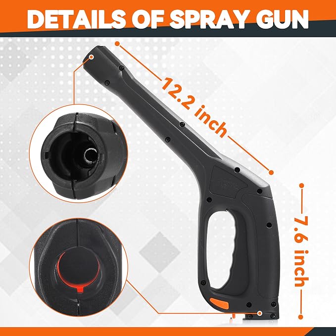 High Pressure Washer Spray Gun Replacement, Locking Hose & Safety Trigger, Compatible with Portland Husky Black Decker Ford Pulsar ShopForce Taskmaster Electric Pressure Washers, 2000 PSI
