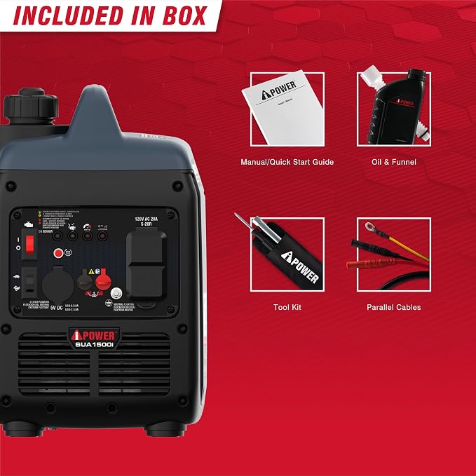 A-iPower 1500 Watt Quiet Portable Inverter Generator Gas Powered, Small Ultra Lightweight Quiet Generator for Camping, Tailgating, Home Backup, Emergency, EPA & CARB Compliant, CO Sensor (SUA1500i)