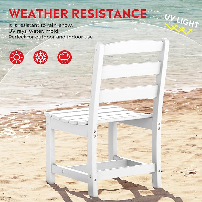 Costaelm Palms 6-Piece Outdoor HDPE Patio Dining Table Set with Bench, White