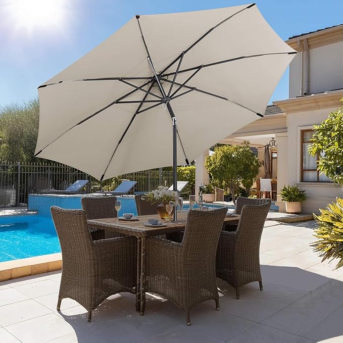 10 FT Outdoor Patio Umbrella - Table Umbrella Waterproof UV Protection, Sombrillas de Patio with Push Button Tilt, Sun Umbrella for Pool, Porch, Garden, Deck, Backyard (Taupe)