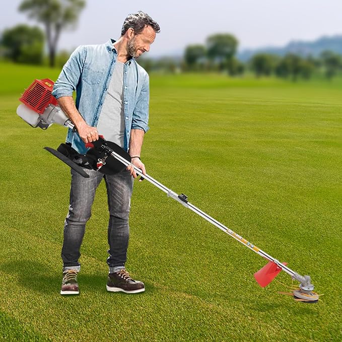 Brush Cutter, 2-Stroke Gas Edger Gas Powered Weed Wacker Gas Weed Trimmer Brush Cutter Lawn Edger Grass Trimmer Weed Eater Grass Tools Weed Eater for Weeds and Grass (43CC)