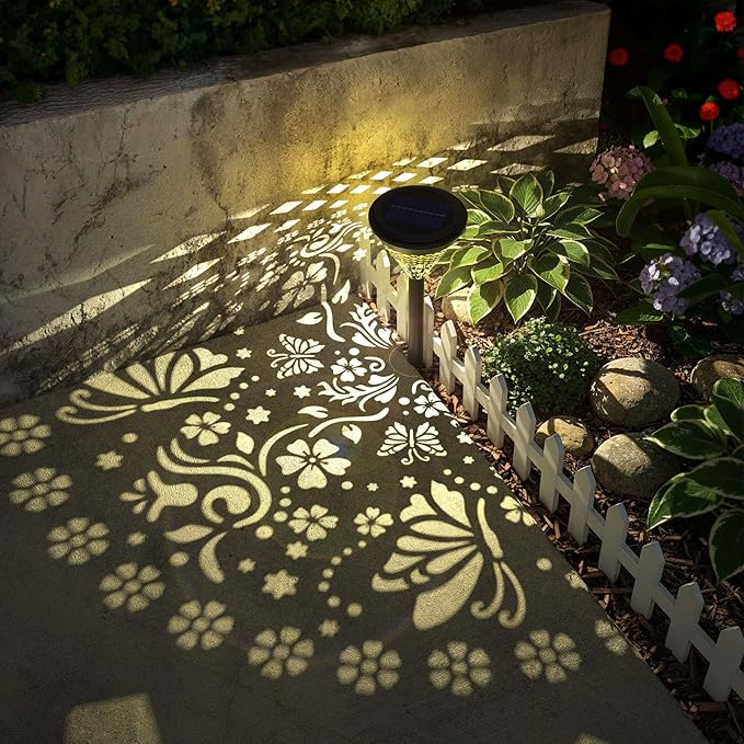 twinkya 4 Pack Solar Lights Outdoor Waterproof Decorative Solar Garden Lights for Outside Bright Led Metal Solar Powered Pathway Landscape Light for Yard Path Backyard Walkway Sidewalk Patio Decor