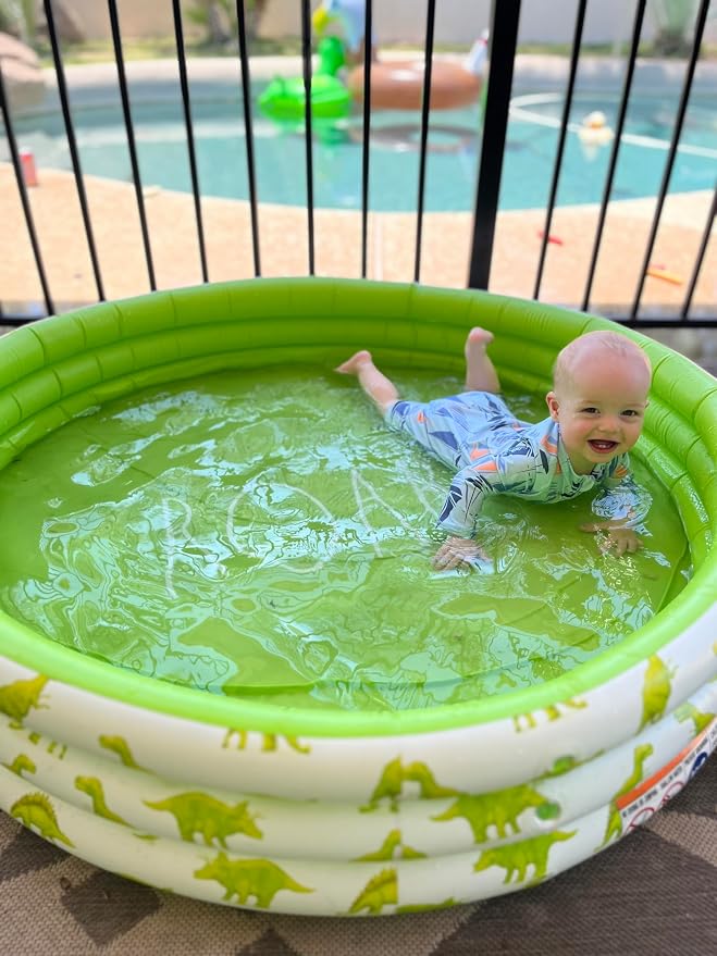 Rae Dunn x CocoNut Float Mini Pool with Dinosaur Graphics - Roar! Inflatable Swimming Pool for Kids - Great Splash Pool for Backyard, Summer Parties & Swim Events Ages 5+
