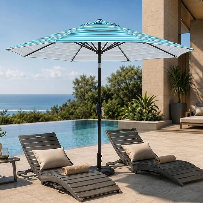 7.5ft Patio Umbrella, Outdoor Table Market Umbrella with Smooth Crank Lift, 6 Windproof Fiberglass Ribs, UPF50+ UV Protection for Deck, Pool, Garden and Backyard