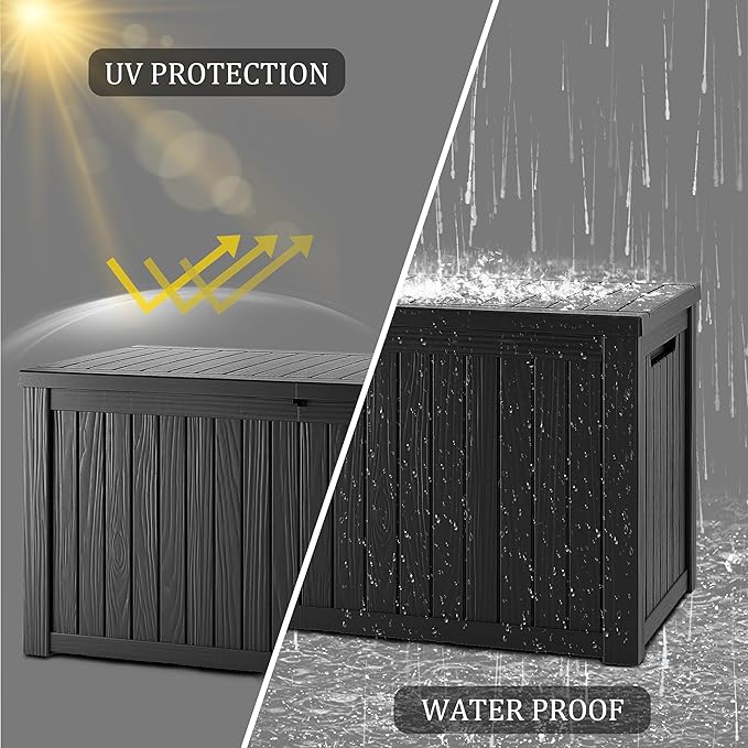 TARKARI 180 Gallon Outdoor Storage Box Waterproof, Resin Deck Boxes with Lockable Lid & UV-Resistant for Patio, Pool, Garden Furniture Cushions & Accessories, Black