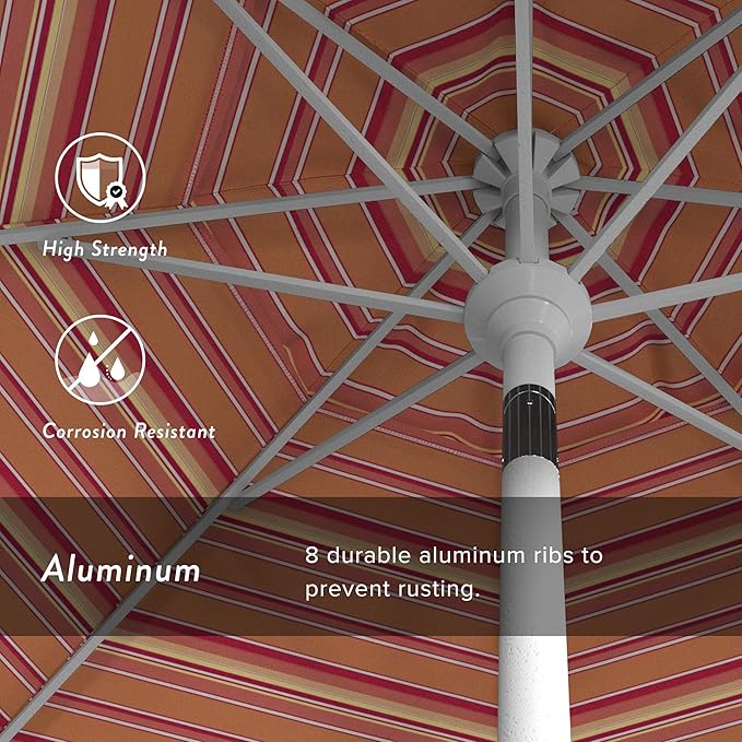 California Umbrella 7.5' Rd. Aluminum Patio Umbrella, Crank Lift, Collar Tilt, White
