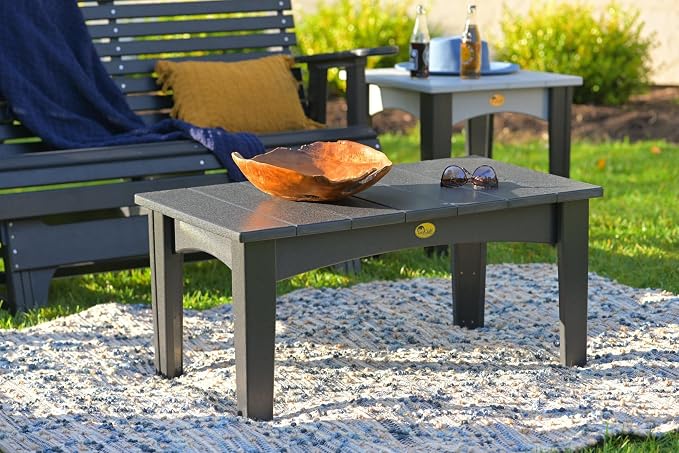 LuxCraft Island Coffee Table – HDPE Poly Lumber Outdoor Patio Table, Weather-Resistant Coastal Style, Low-Maintenance Durable Design (White)