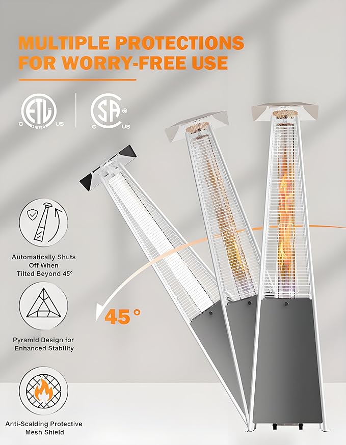 Pyramid Patio Heater, Outdoor Heater 48,000 BTU with Wheels & Weather-Resistant Cover, Triple Protection System for Large Spaces (Commercial Patio, Rooftop, Event) (2 heater)