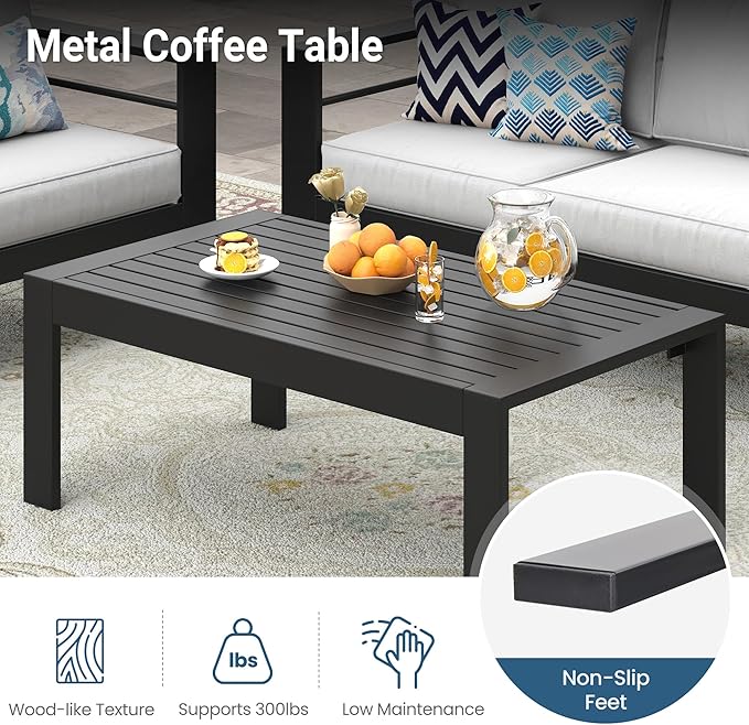 Wisteria Lane 4-Piece Outdoor Patio Furniture Set, Outdoor Sectional Furniture with Upgraded Cushions, Outdoor Conversation Seating Set for Balcony, Garden, Deck, Backyard, Black